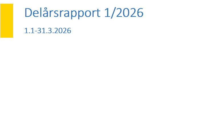 Delårsrapport 1/2026 1.1-31.3.2026
- Beskrivning: Innehåller tabell med Titel och undertitel